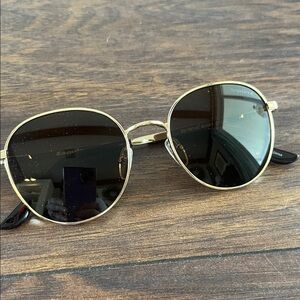 Esquire Gold Frame Black Lens unisex aviator round Sunglasses